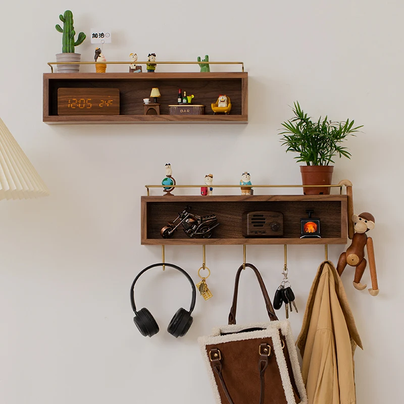 

Wooden Entryway Storage Rack Key and Coat Hook Organizer Anti-Drop Wall-Mounted Coat Rack Stable Wall Decor Cabinet