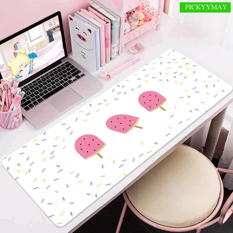 Large Kawaii Mousepad Cute Fruit Mouse Pad Compute Mouse Mat Gamer Stitching Desk Mat For PC Keyboard Mat Mouse Carpet 400x900mm