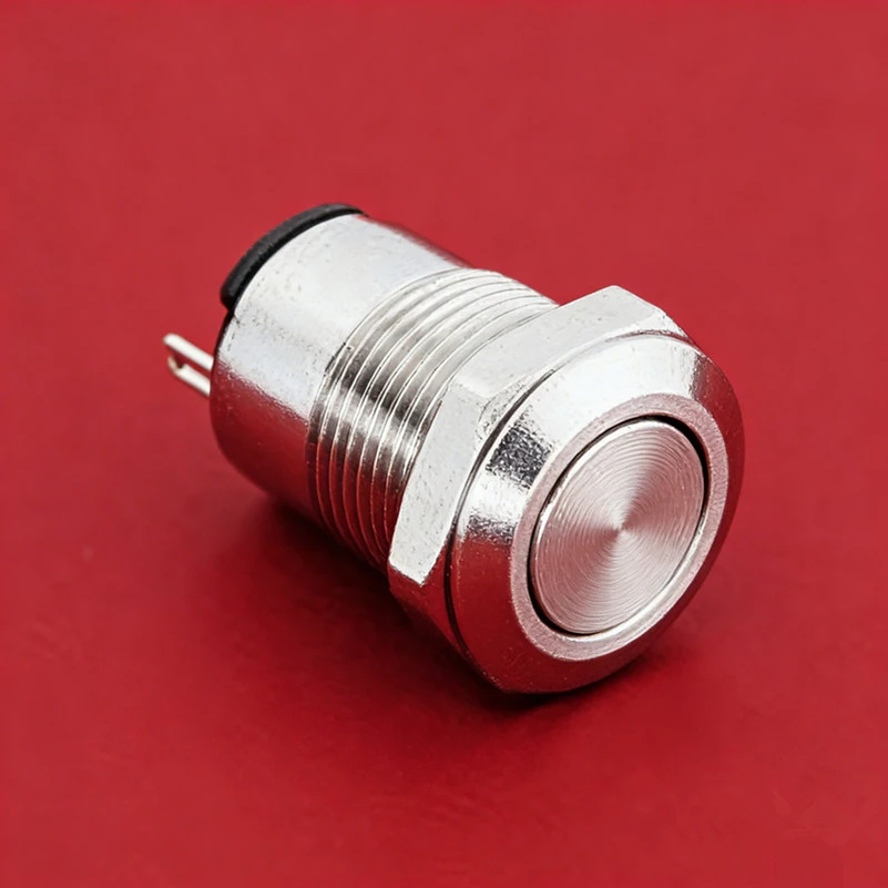 19mm Mounting Hole,  Flat Round New 1NO Short Body Non-Illuminated Push Button Switch  IP65 Stainless Steel Switch