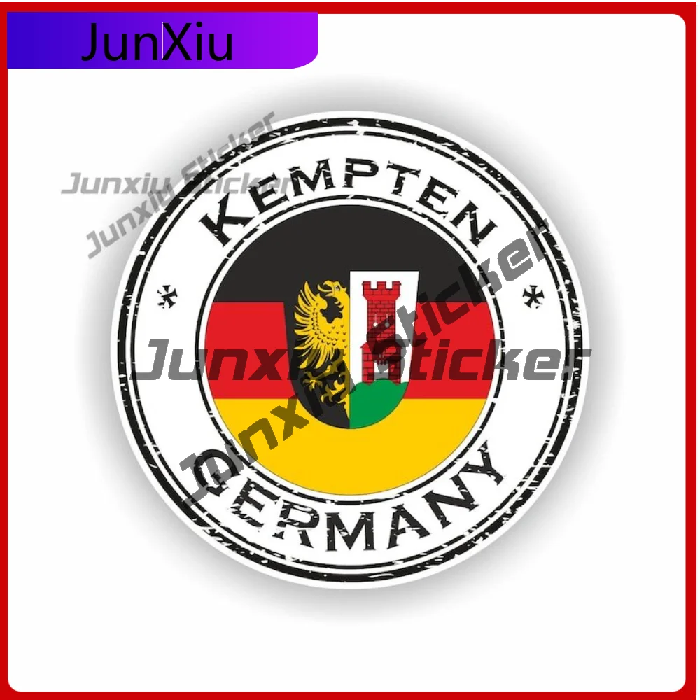 

Kempten Germany Coat of Arms Seal Sticker Round Heavy Duty Vinyl Decal For Fridge Laptop Scratch Cover Decoration Auto