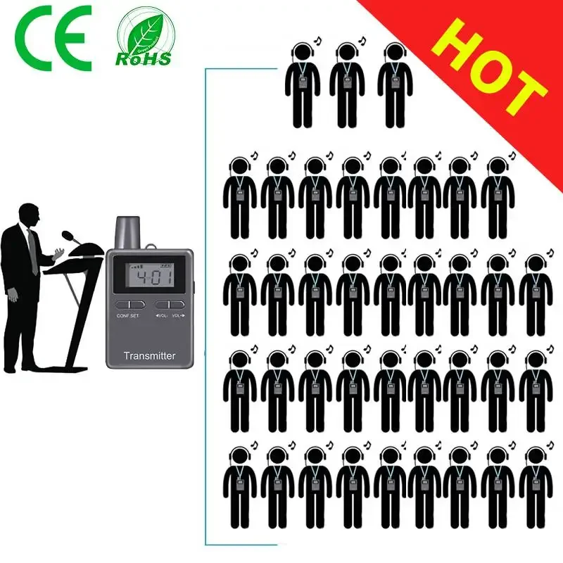 2.4g Wireless Audio Tour Guide System for Simultaneous Translation Interpretation Meeting Conference Teaching Wireless Whisper