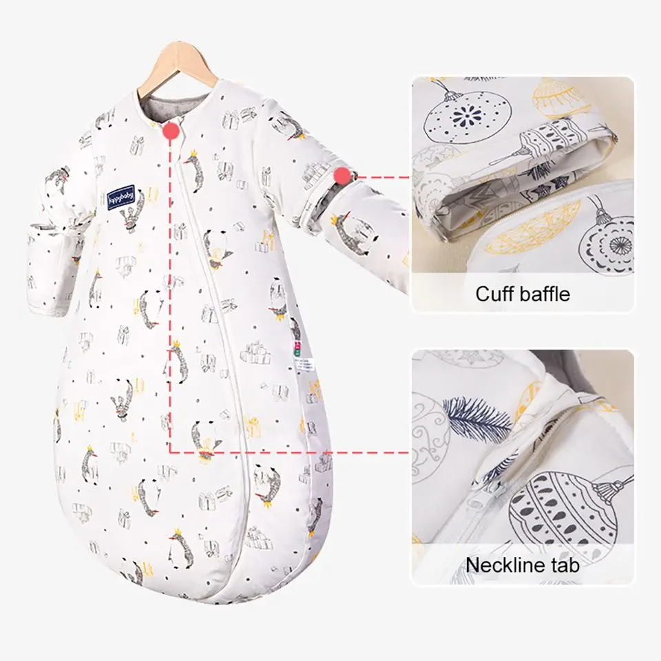 Saco de dormir con estampado de estrellas para niños, mangas extraíbles de burbujas, edredón grueso antipatadas, ropa de dormir cálida para niños,