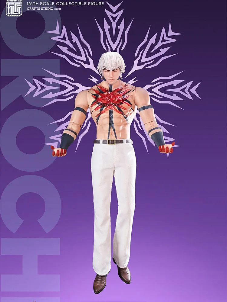 الحرف اليدوية ستوديو 1/6 الشعر الأبيض مقاتلة أوروتشي رجل عمل الشكل اليابانية الكلاسيكية لعبة دور حساسة 12 "السراويل البيضاء لعبة الجندي