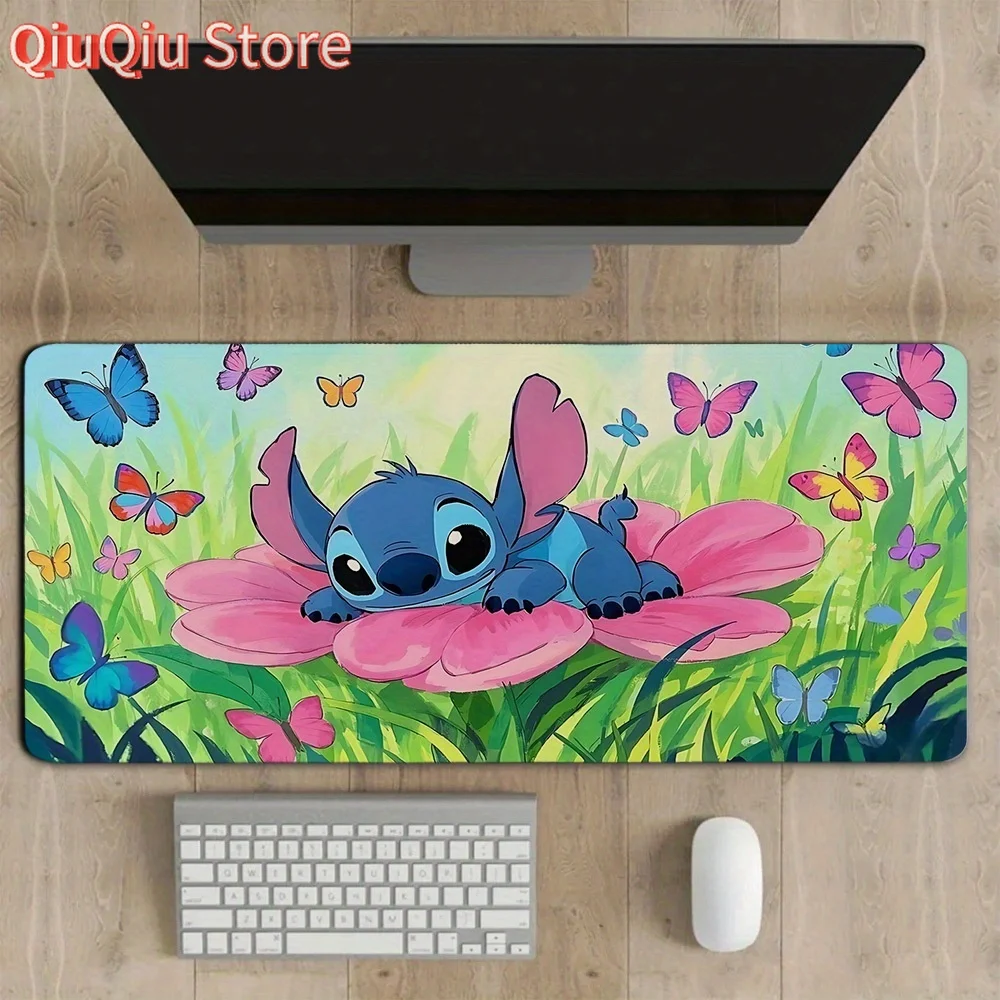Karakter Kartun Disney Kawaii Stitch, Kupu-kupu Monster Biru, Alas Mouse Gaming Besar dengan Ilustrasi Gambar Tangan, Pri HD Keren