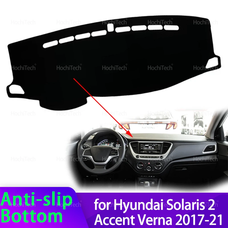 For Hyundai Solaris 2 Accent Verna 2017-2021 Car Dashboard Cover Avoid Light Pad Instrument Cover Mat Carpet Accessories