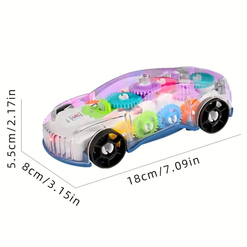 Transparent Gear Toy Car Color Light Electric Music Universal Concept Car, Universal Driving Car Children\'s Toy Car Children\'s B