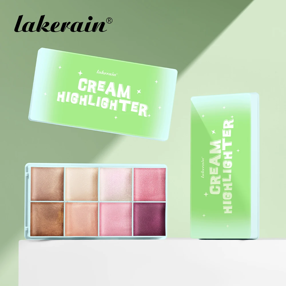 8 色クリームハイライター/眉/ブラッシュパレット顔明るくハイライターブラッシュ & 輪郭シマー防水メイクアップツール化粧品