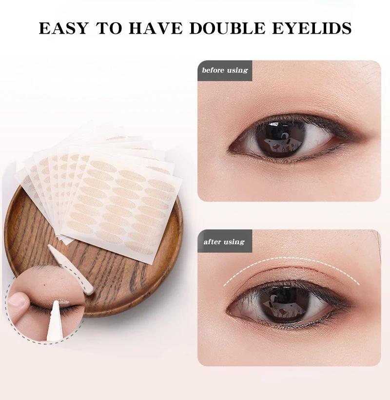 CALIYI 72-240 Pairs Double Fold Eyelid Tape Sticker Decal Clear Beige Stripe Self-adhesive Natural Eye Makeup Make Up With Tool
