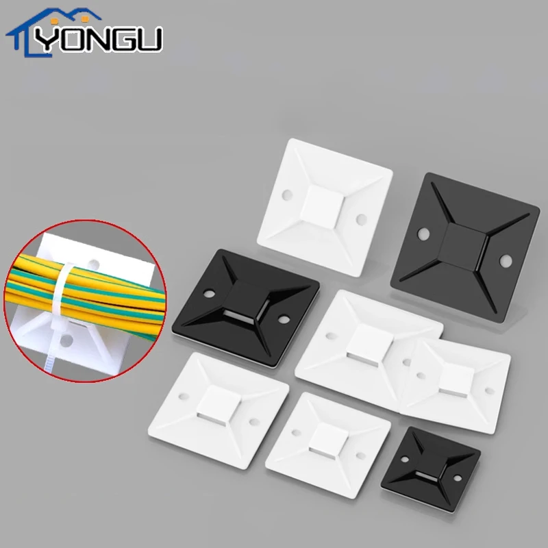 Self Adhesive Cable Base Mounts Cable Wire Zip Tie Mounts Bases Wall Holder Wiring Cable Tie Base