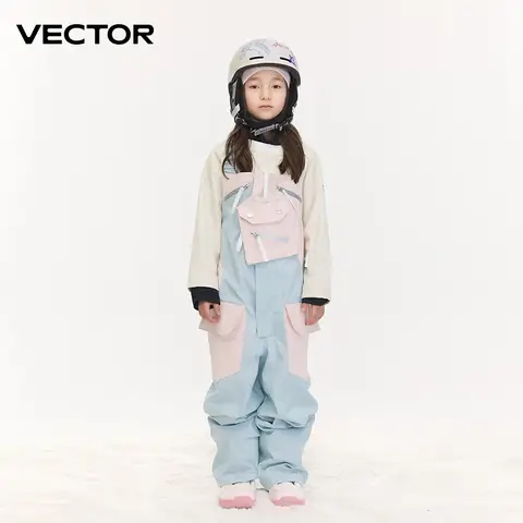 VECTOR 두꺼운 어린이 오버올 스키 점프수트, 야외 스포츠 스노우보드 재킷, 따뜻한 점프 세트, 방수 겨울 의류