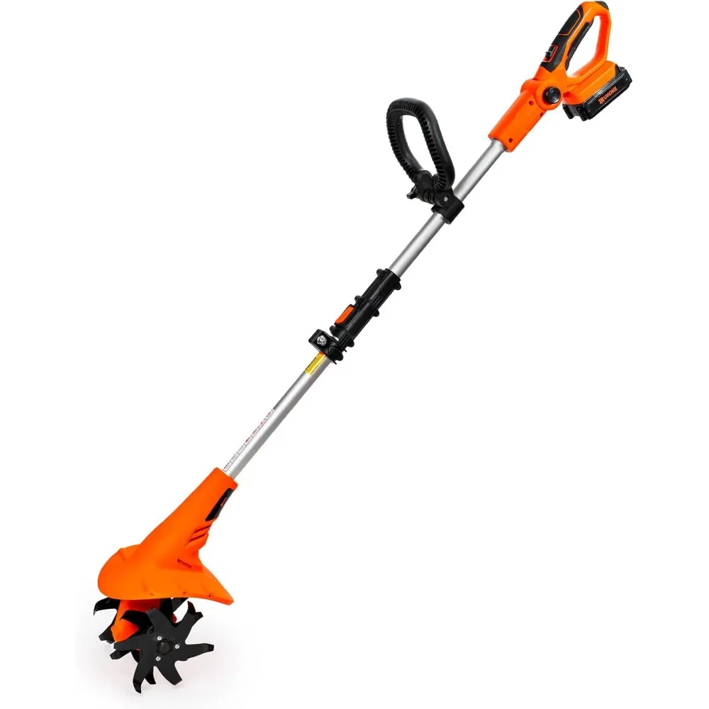 

Cordless Tiller Cultivator 20V 2.5 A Battery 280 max RPM Powered Tiller Cultivator, w/24 Steel Blade Cultivate Max Tilling 5''