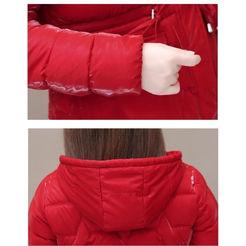 Abrigo de algodón con capucha para mujer, parka holgada de longitud media, cálida, talla grande, novedad de 2023