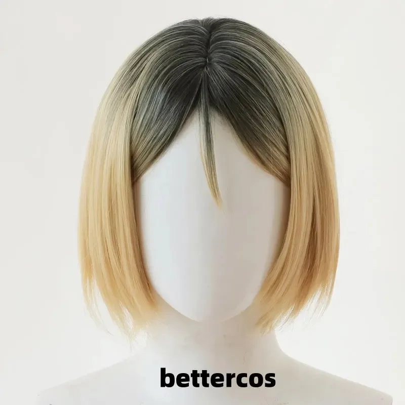 ¡Nuevo! Peluca de Cosplay sintética Kozume Kenma, peluca corta de Anime de 30cm con gradiente de teñido, pelucas sintéticas resistentes al calor para Halloween + gorro de peluca