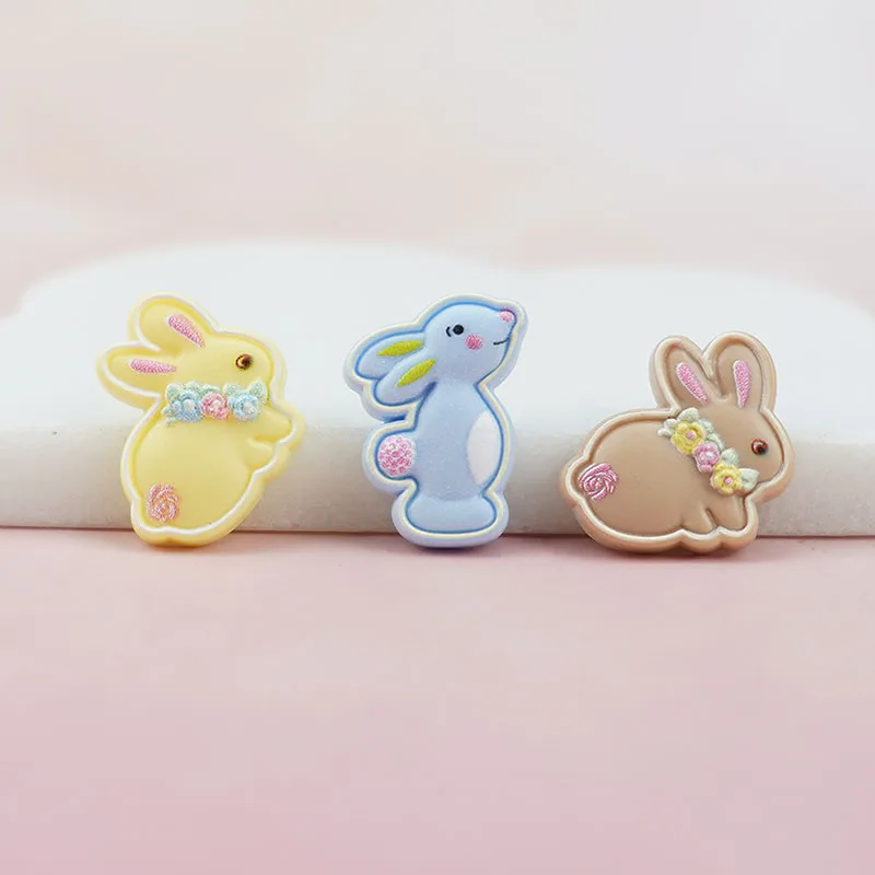 100Pcs Kawaii  Cartoon Rabbit Flat Back Resin Cabochon DIY Hair Bows Center Accessories Scrapbooking Phone Decoration Craft