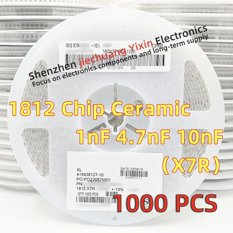 Chip Ceramic Capacitor 1812 1NF 4.7NF 10NF 630V 1000V 2000V 3000V 10% accuracy X7R material 4532 Capacitance 1000pcs