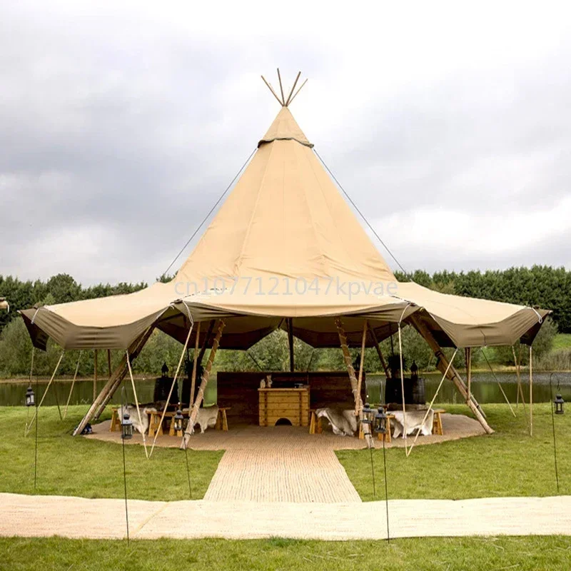 Outdoor Camping Indian Teepee Tent for Adults Party Giant Tipi Hot Cone Canvas Tepee Tent Wedding