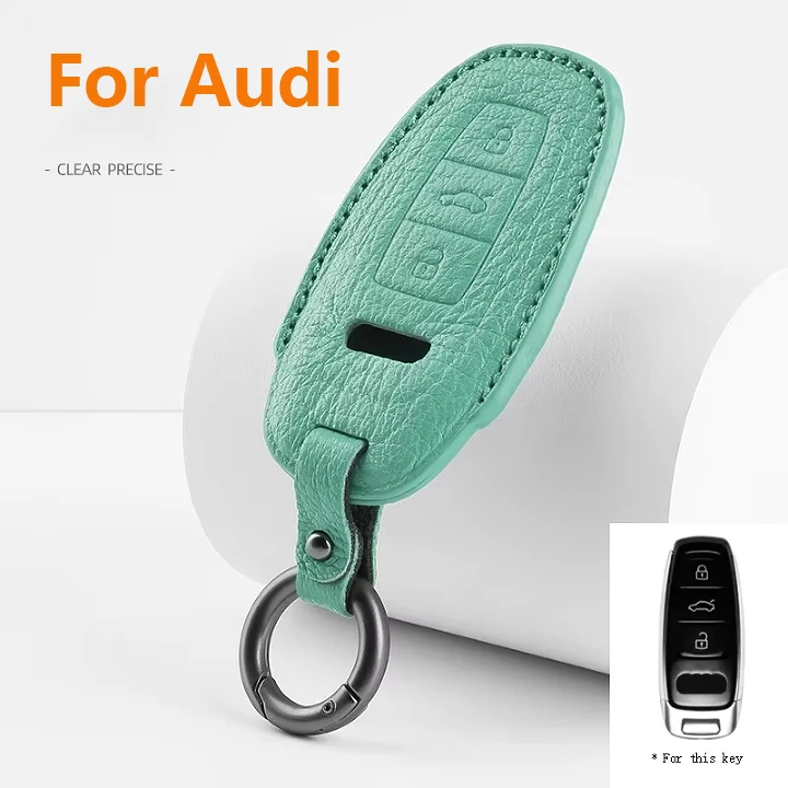 Car Key Case Cover Shell Sheepskin for Audi Q8 RSQ8 A6 C8 S6 RS6 A7 S7 RS7 A3 8Y A8 D5 RS E-tron GT Q4 Q7 Keychain Accessories