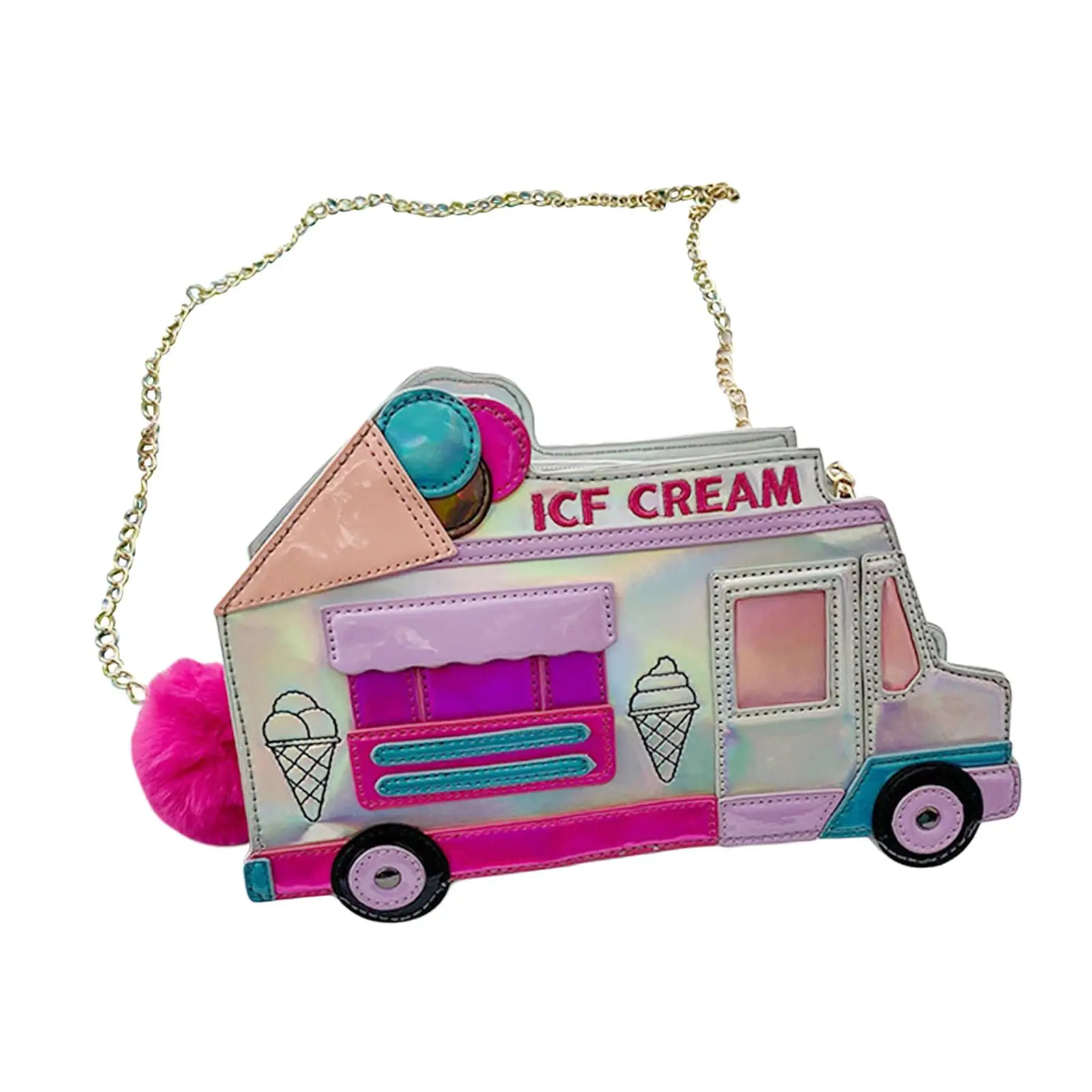 Cute Ice Cream Car Shape Shoulder Bag Handbag Satchels Dazzling Color Chain Bags