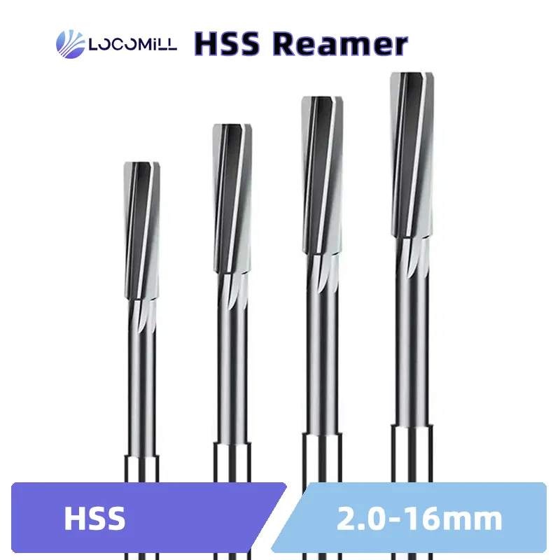 LOCO HSS Reamer Chucking Machining Tool Spiral Flute Cobalt Cutting H7 Shank Diameter 2mm-16mm For Metal Steel Hole Drill