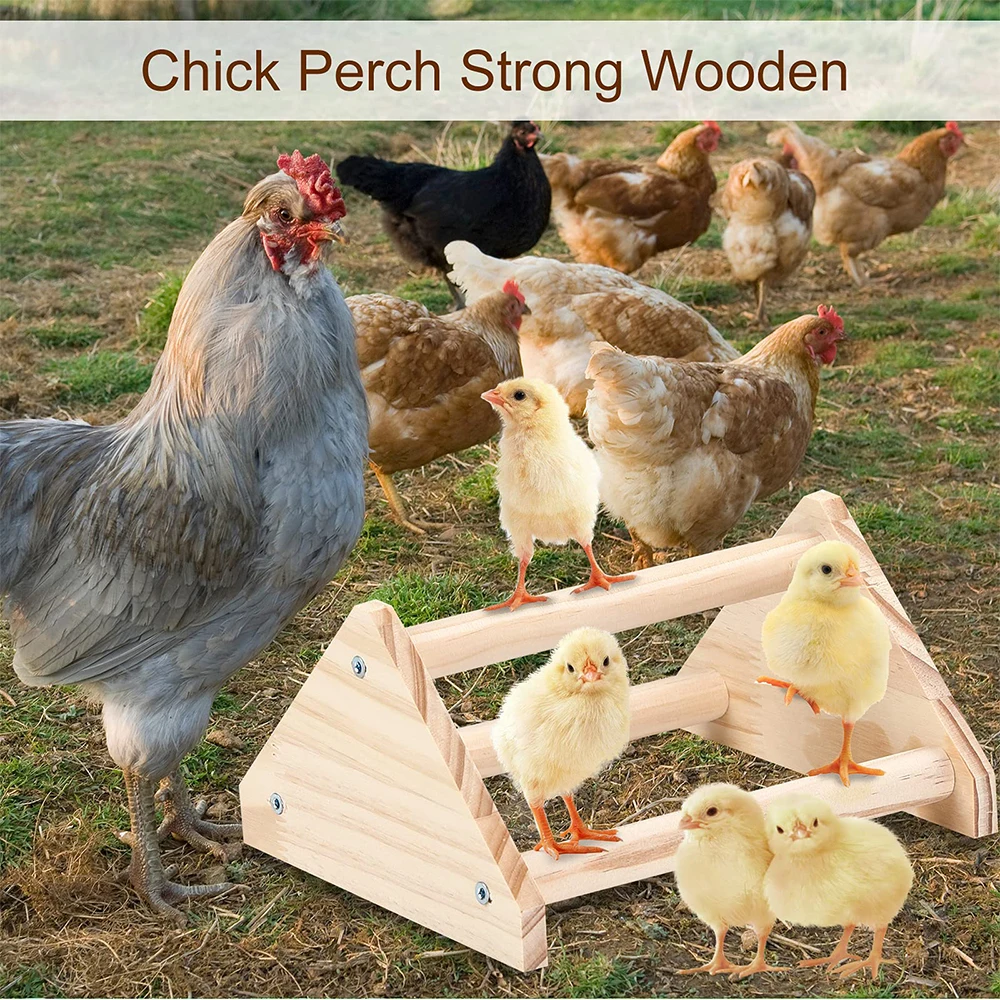 Chicken Perch Strong Pine Wooden Chick Jungle Gym Roosting Bar Chick Perch Toys for Coop Brooder for Large Bird Baby Parrot Hens