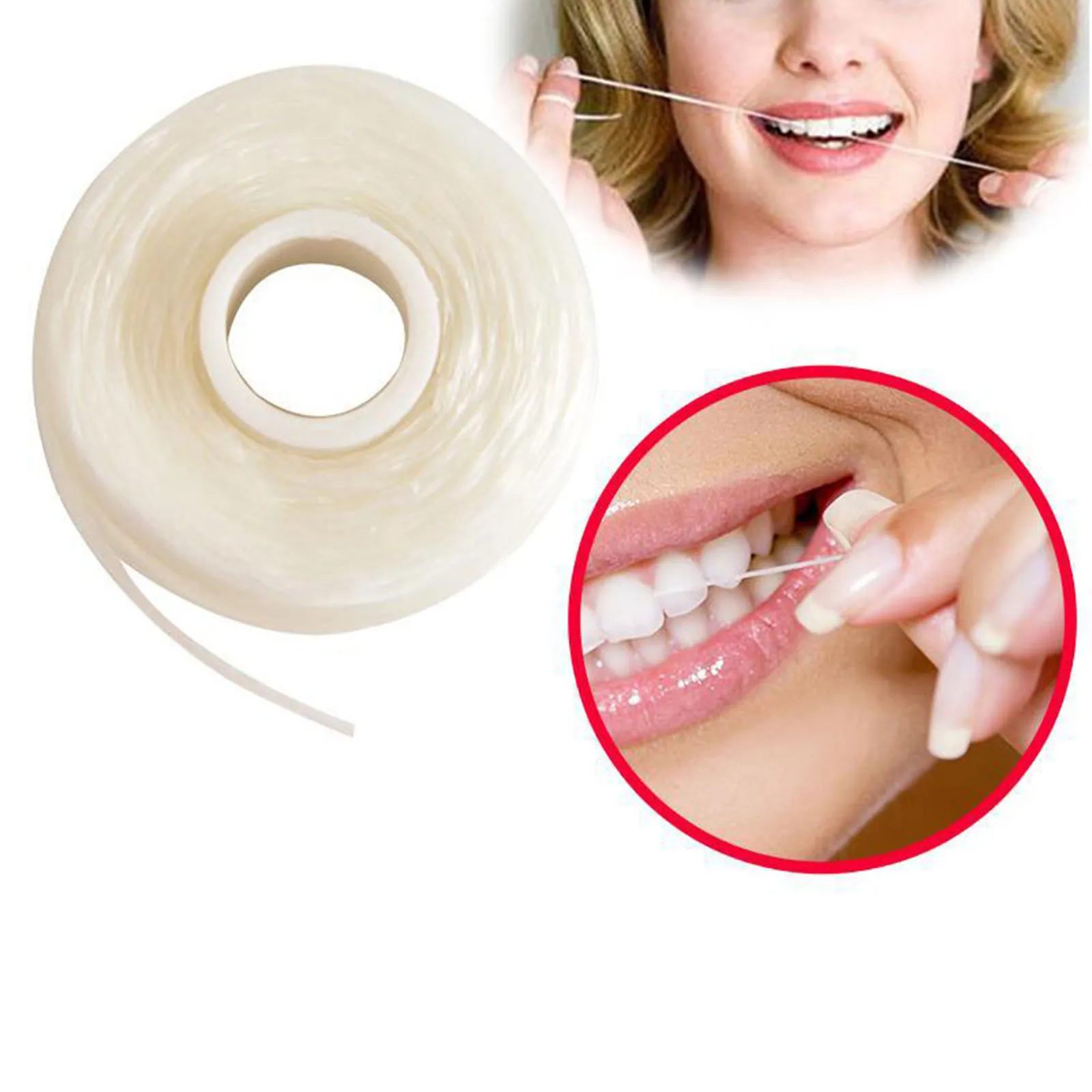 NEW Portable Tooth-Shaped Key Chain Dental Floss Flat-Line Cleaning Tooth Oral Care Durability Functional For 15M Length