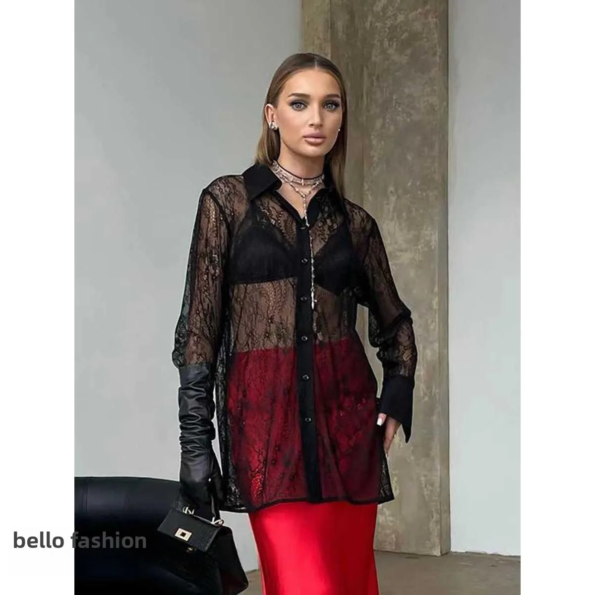 

Сексуальный кружевной прозрачный воротник irt с вырезом, дизайн средней длины для поездок на работу, длинный све, женский премиум-класса Faion Summer irt