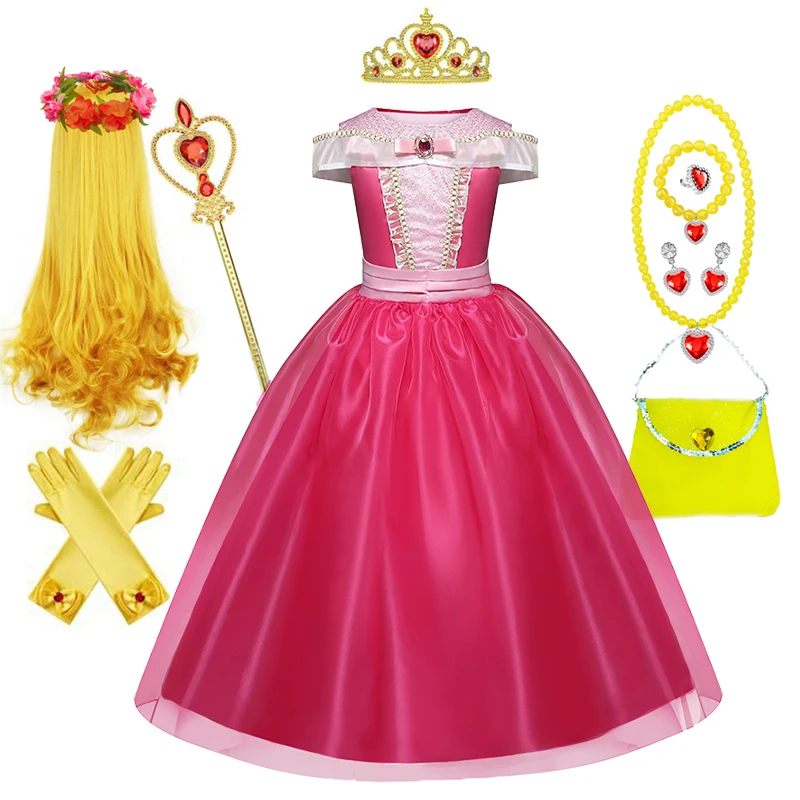 Sleeping Beauty Costume for Girls Kids Aurora Cosplay Princess Vestido Children Xmas Halloween Party Disguise Dresses Up 3-10Yrs