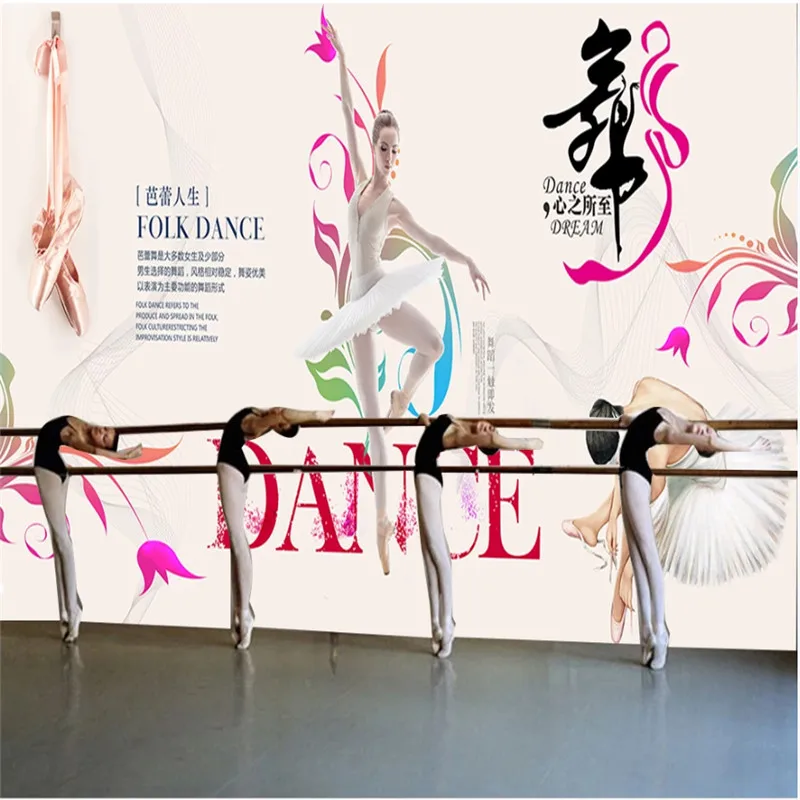 Modern Yoga Fitness Club Dance Room Ballet Studio Industrial Decor Background Wall Mural 3D HD Ballet Dancer Photo Wallpaper 3D