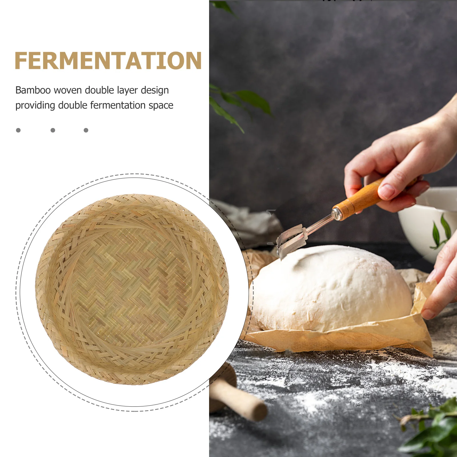 

Bread Proofing Basket 30Cm Round Bamboo Fermentation Basket For Sourdough Diy Baking Tool Kitchen Bread Making Accessory