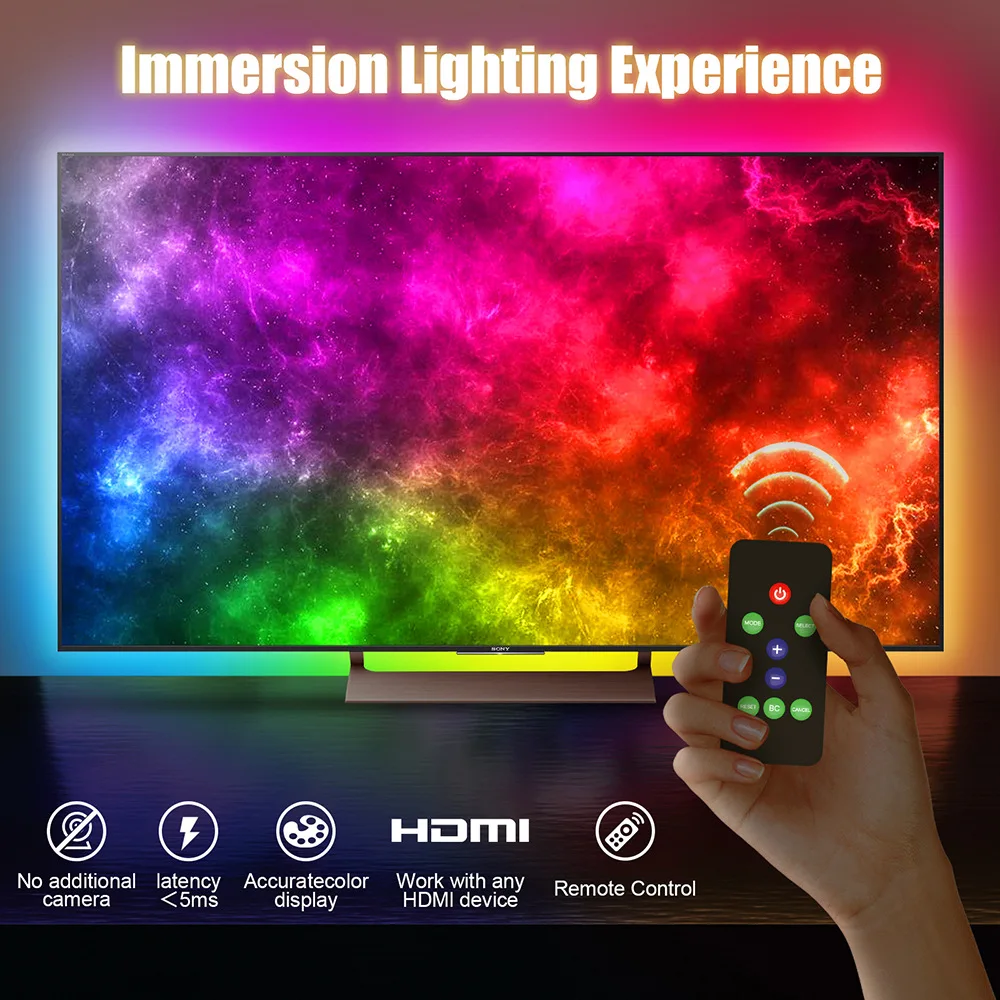 Inteligentne podświetlenie Led telewizora Ambient dla 4K Hdmi synchronizacja Doos Led Strip Verlichting Kit głos Wifi Google assistant Controle