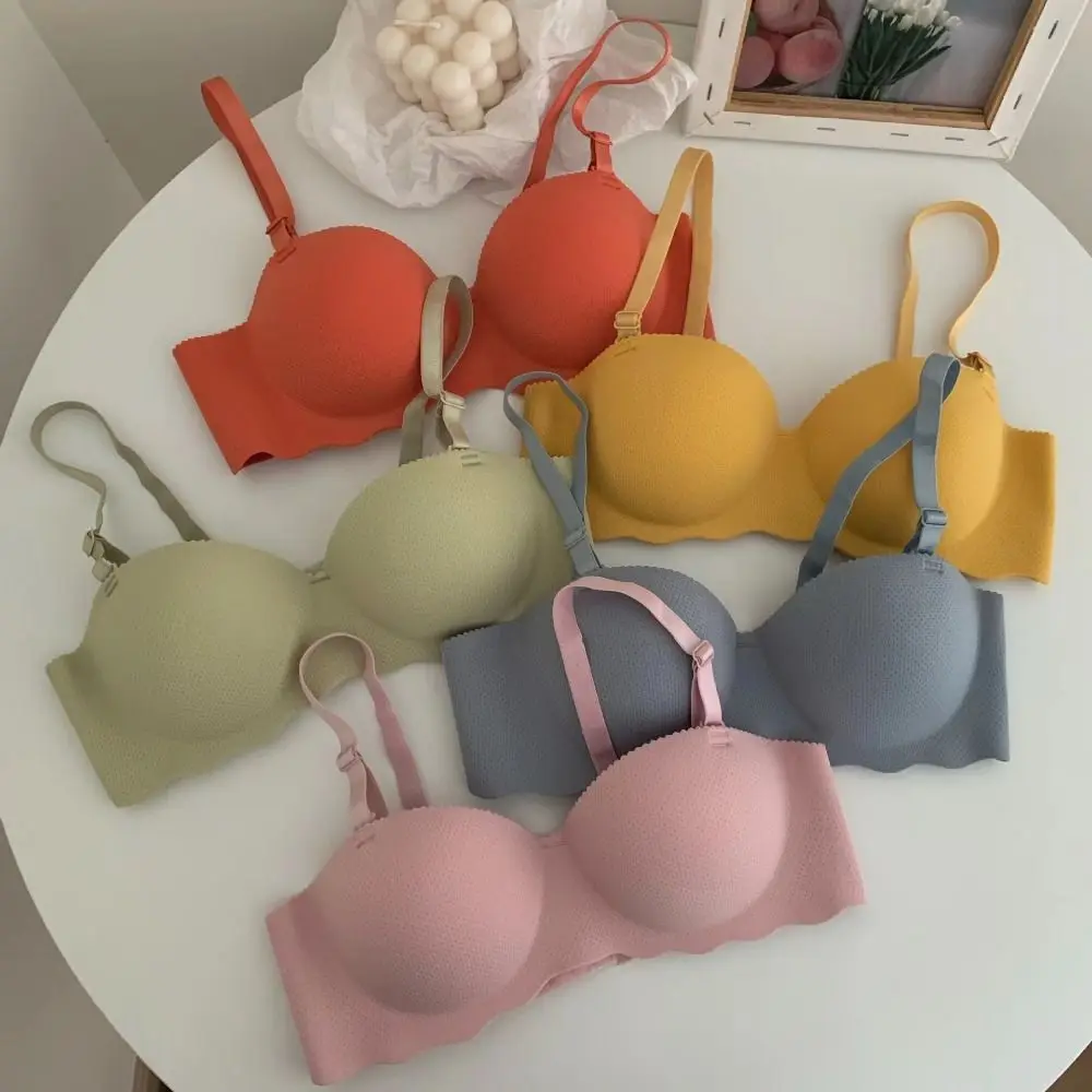 Sexy Comfort One-piece Underwear Candy Color Anti-sagging Pushup Bra Lifting Adjustable Back Smoothing Bras for Women Women