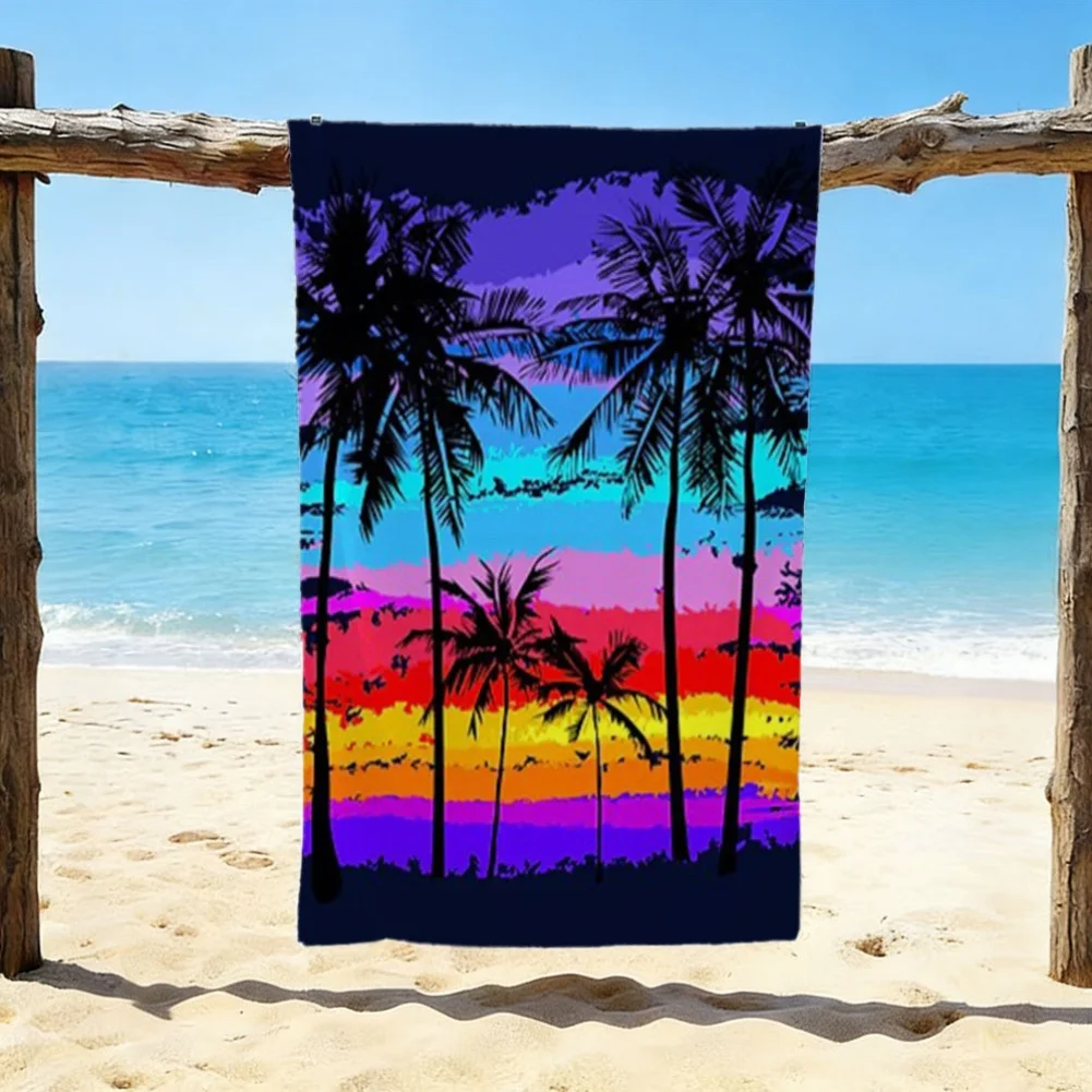 

Пляжное полотенце Rainbow Palm с 2D-принтом, одностороннее, из мягкой микрофибры, для пляжа, бассейна, спа, ванной комнаты, с тропическим декором, яркий подарок
