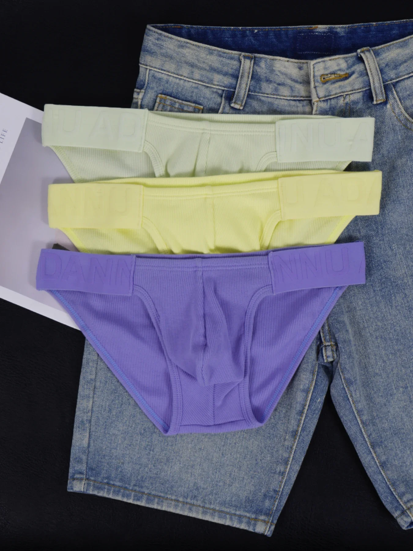 Men's Sexy Cotton Briefs 3 Pack with Pouch & Elastic Waistband, Breathable Comfortable Underwear Set