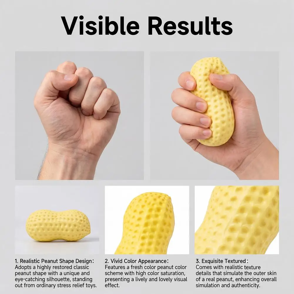 High-quality Big Peanut Squishy Toy Decompression Desk Travel Funny Prank Gift Simulation Peanut Slow Rising Stretchy Toy