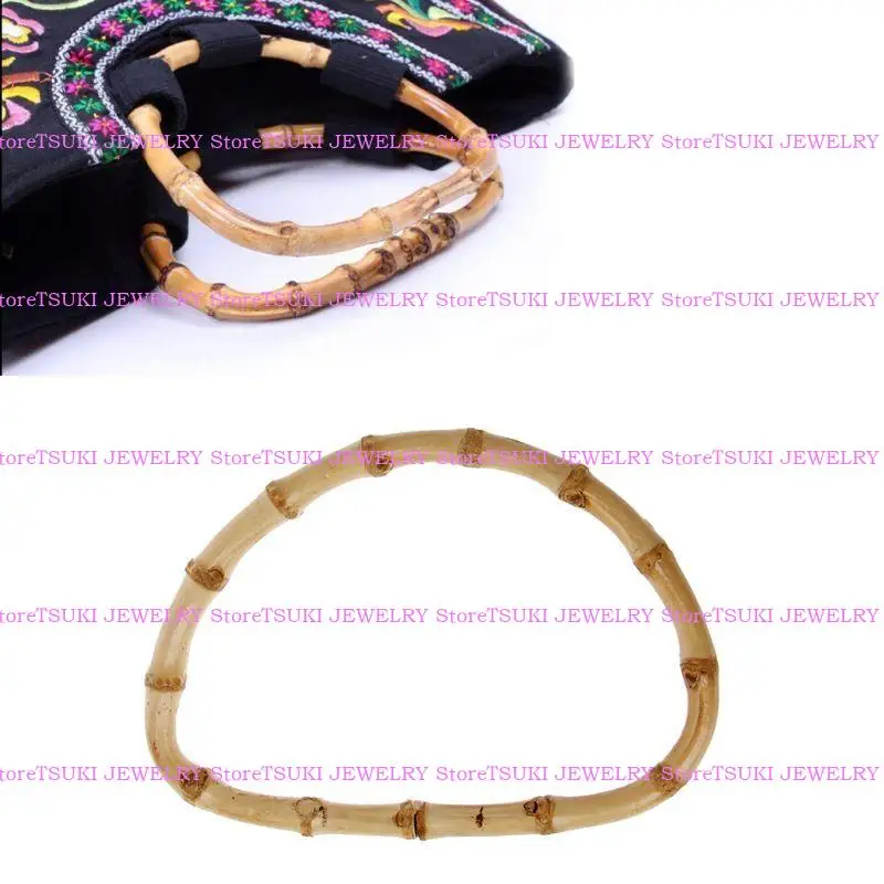 

62KE Half Round Shaped Bag Handle Bamboo Rattan Bag Handles Replacement Bag Parts