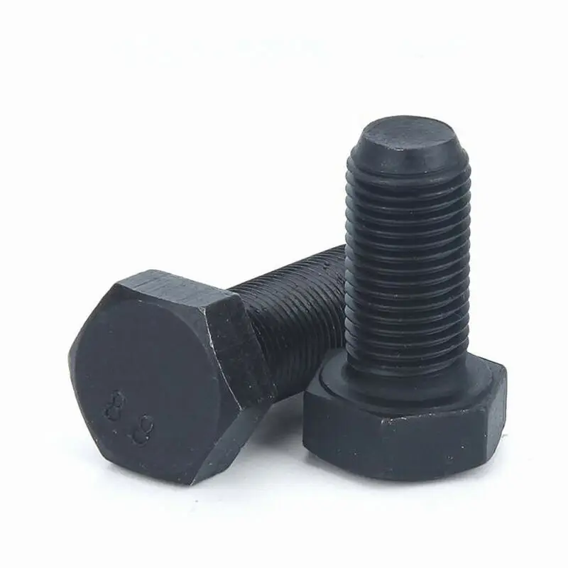 Black Fine Thread Hex Head Screws M8 M10 M12 Grade 8.8 Carbon Steel External Hex Hexagon Fine Teeth Bolts