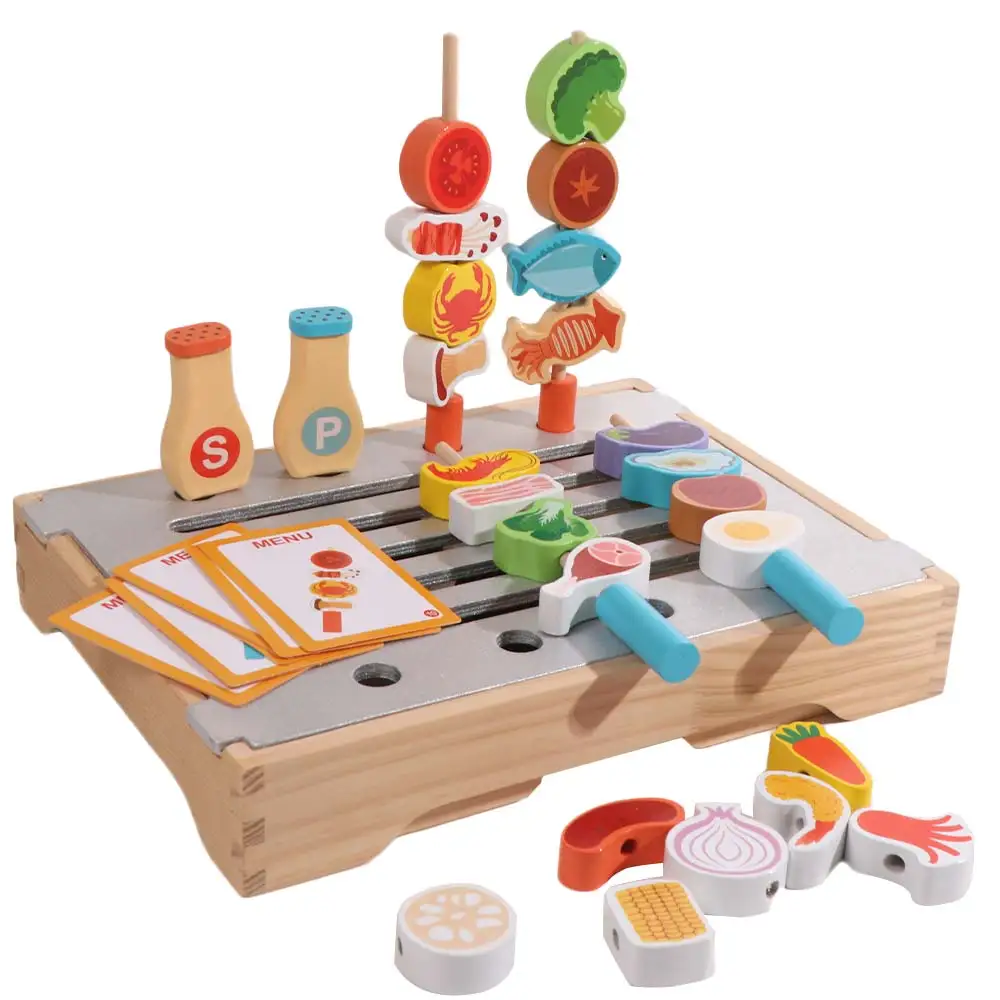 wooden-pretend-play-kitchen-toys-play-house-montessori-simulated-barbecue-set-exquisite-cognitive-kids-pretend-cooking-toy