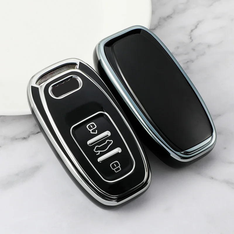 NEW Silver Edge TPU Car Remote Smart Key Cover Case Shell For Audi A1 A3 A4 A5 A6 A7 A8 Quattro Q3 Q5 Q7 2009-2015 Accessories