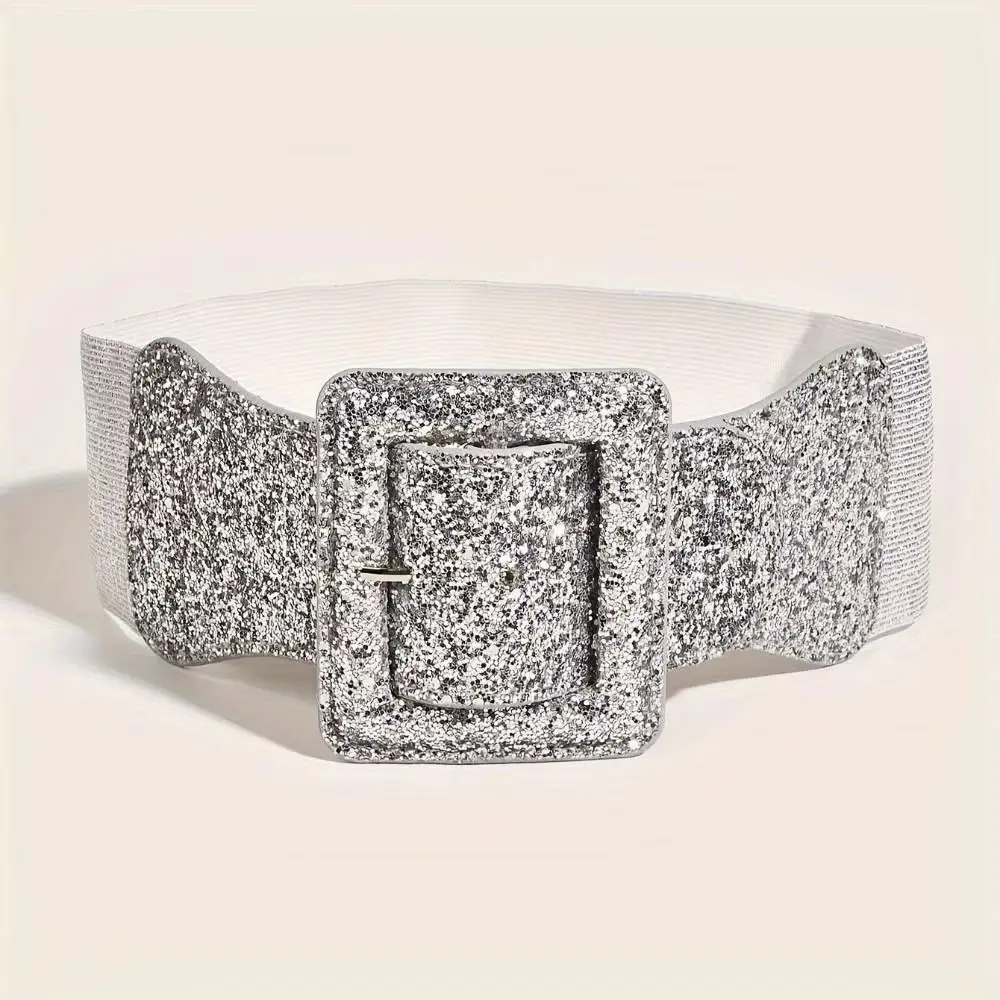 

Waist Strap Fashion Wide Waist Belt Sparkling Blingbling Wide Waistband Stretch Vintage Sequin Elastic Belt Evening Dress