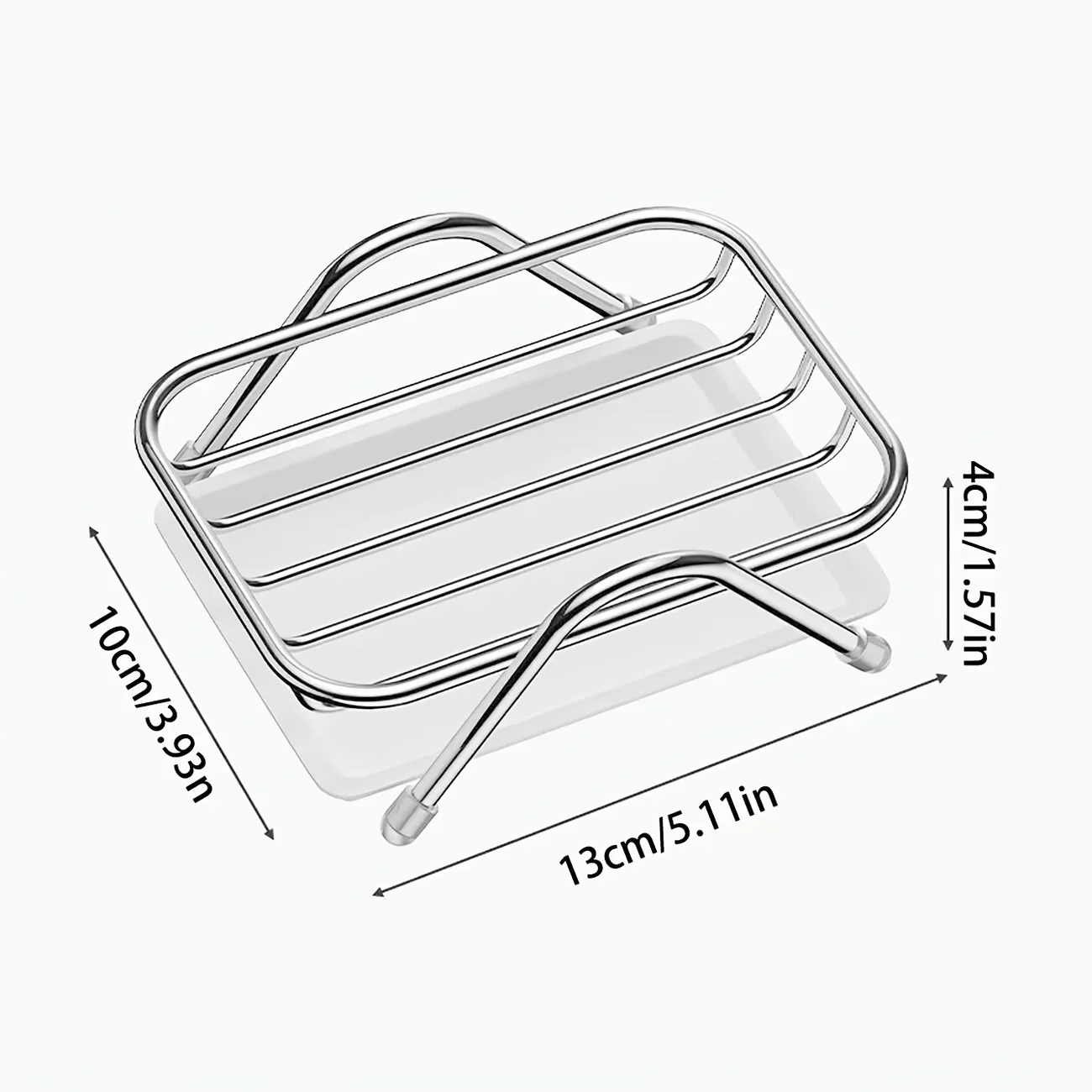 1-PC Stainless Steel Soap Dish with Removable Drip Tray, Modern Rectangular Multi-Purpose Soap Holder for Bathroom Countertops