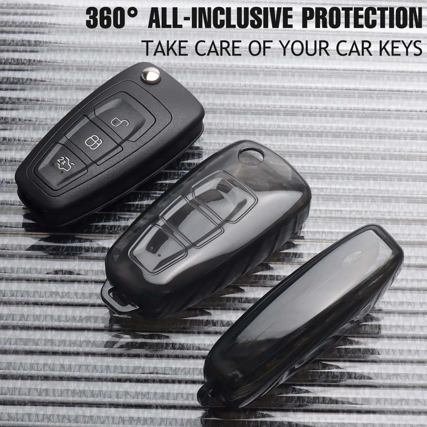 Transparent Soft TPU Car Remote Key Case Cover for Ford Ranger C-Max S-Max Focus Galaxy Mondeo Transit Tourneo Custom