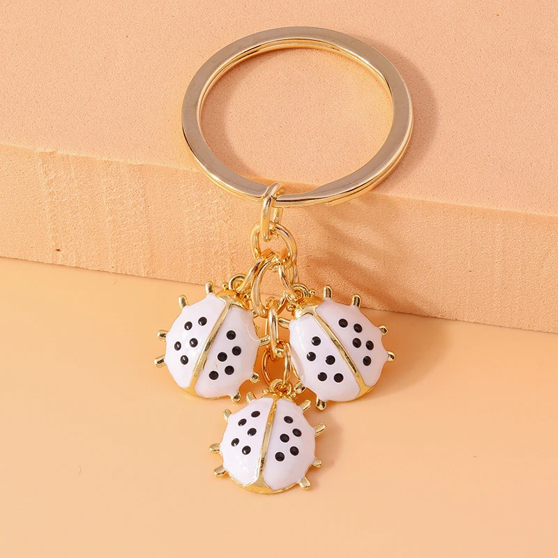 Cute Enamel Ladybug Keychain Animal Keyring Pendants for Car Key Holder Women Girls Handbag Accessories DIY Jewelry Gift