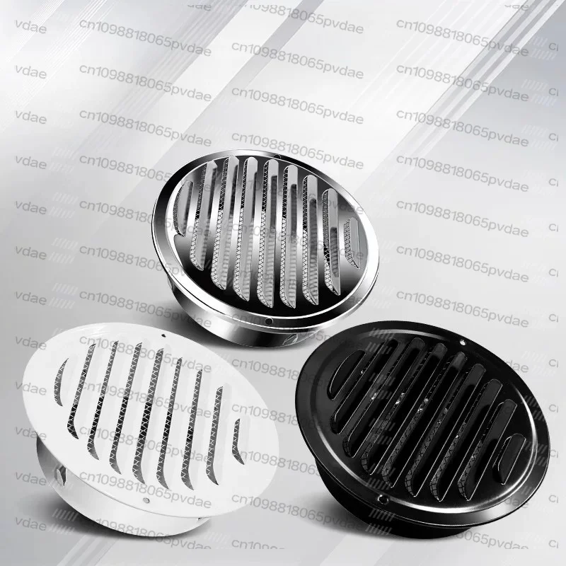 70-200mm Stainless Steel Vent Grille Range Hood Exhaust Pipe Exterior Wall Ventilation Exhaust Vent Grill Black Round Covers