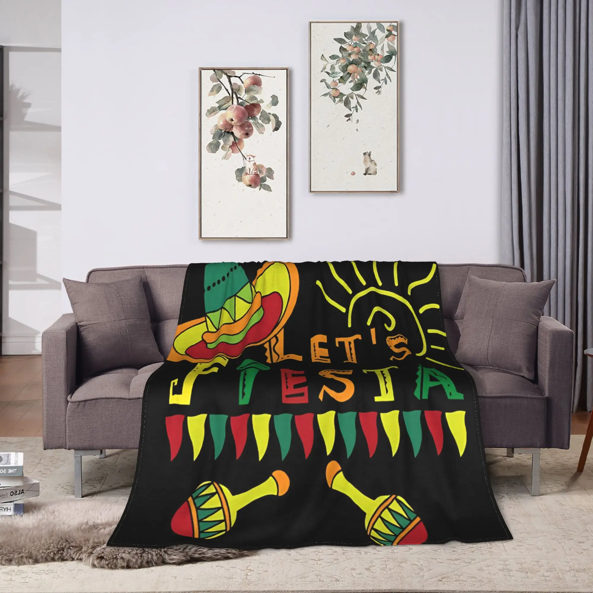 Let's Shift Party Fiesta Flannel Blanket Autumn Mexican Amigo Cinco De Mayo Soft Throw Blanket for Kids Bedspread Sofa Bed Cover
