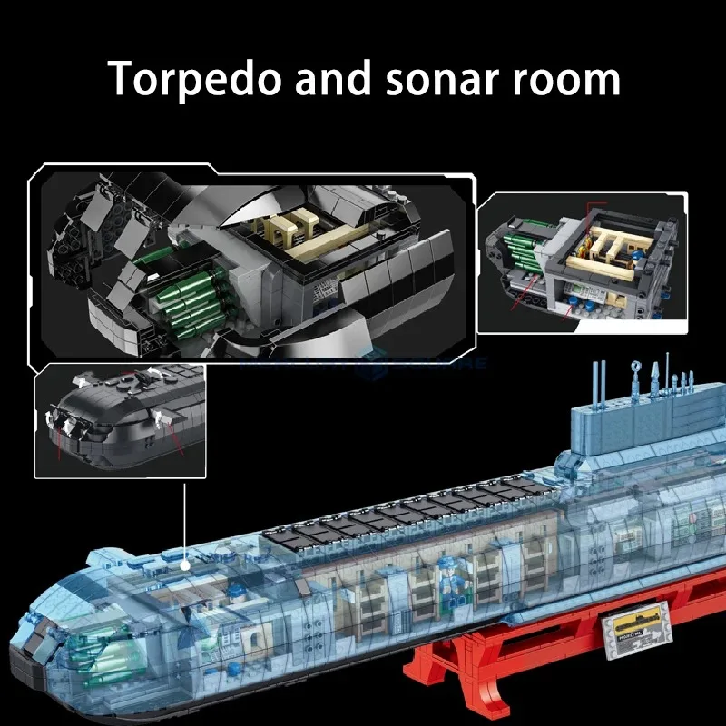 4474PCS Tipo Militare 941 Nave Submarine Nucleare Building Blocks, Edifici Pesanti Marini Modello di Montaggio Kit Set Regalo per Bambini Adulti