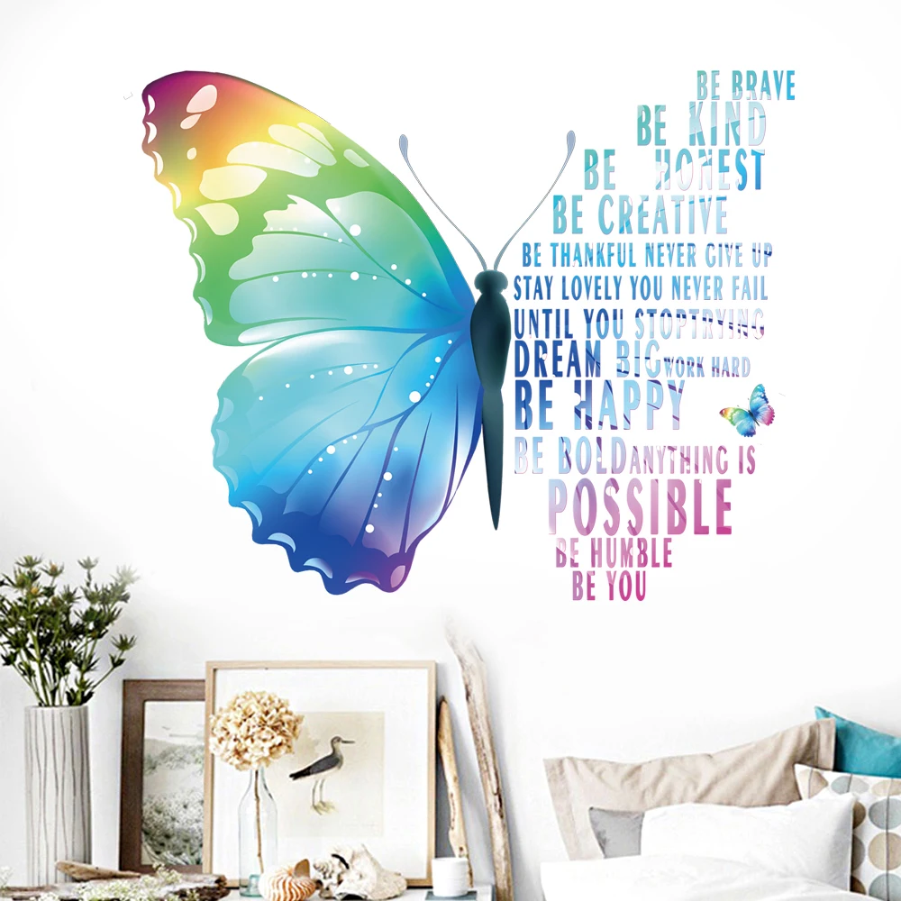 Creative 3D Colorful Dream Butterfly Wall Sticker Bedroom Living Room Wall Decoration Door Sticker Modern Art Mural