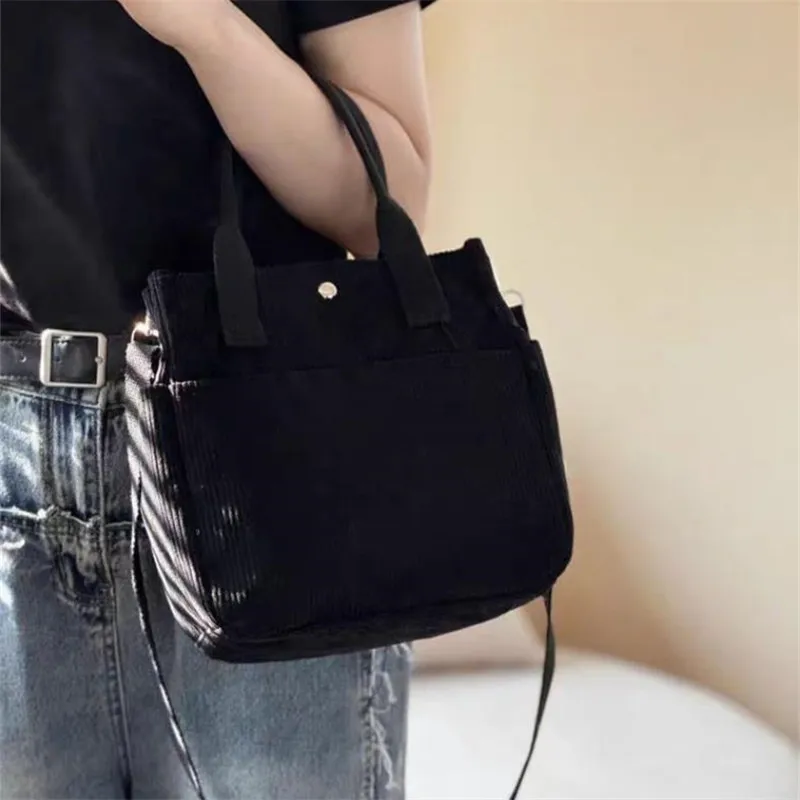 Handwaschbare Cord-Tragetasche mit mehreren Taschen, Umhängetasche für den Alltag oder Umhängetasche, einfarbige Umhängetasche für den täglichen Gebrauch – Detail 4