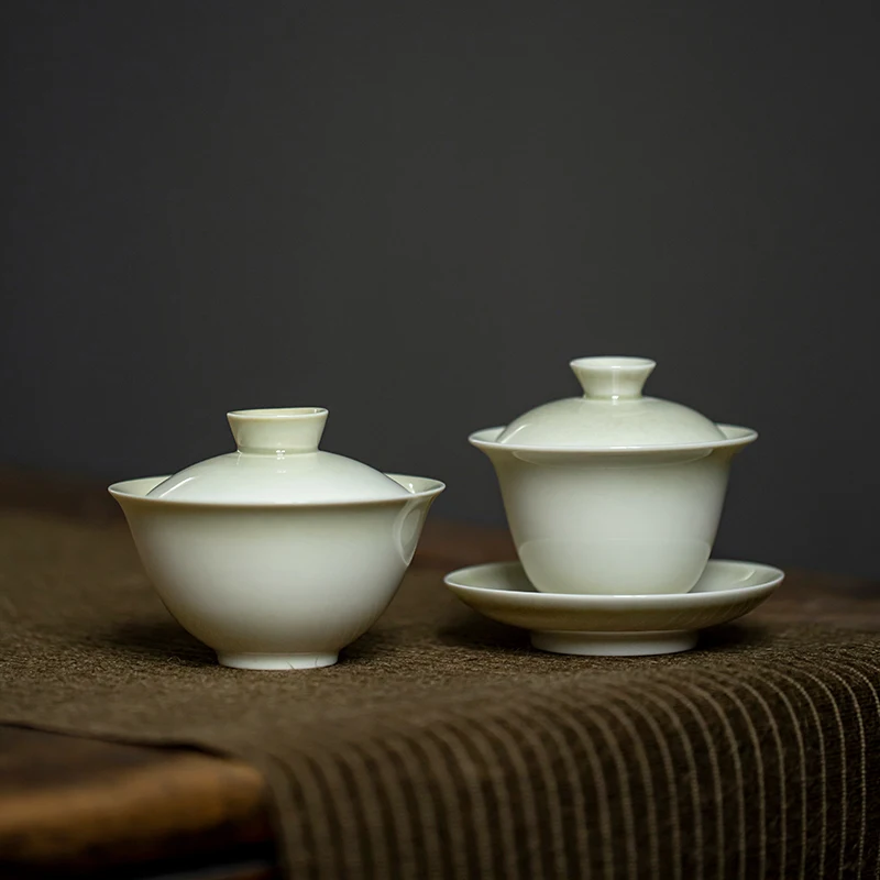 Gaiwan Chawan Tea Cup Puer Bowl Set Soup Tureen Chinese Kung Fu Mugs Porcelain Ceramic Tableware Ceremony Embryo White Akadama