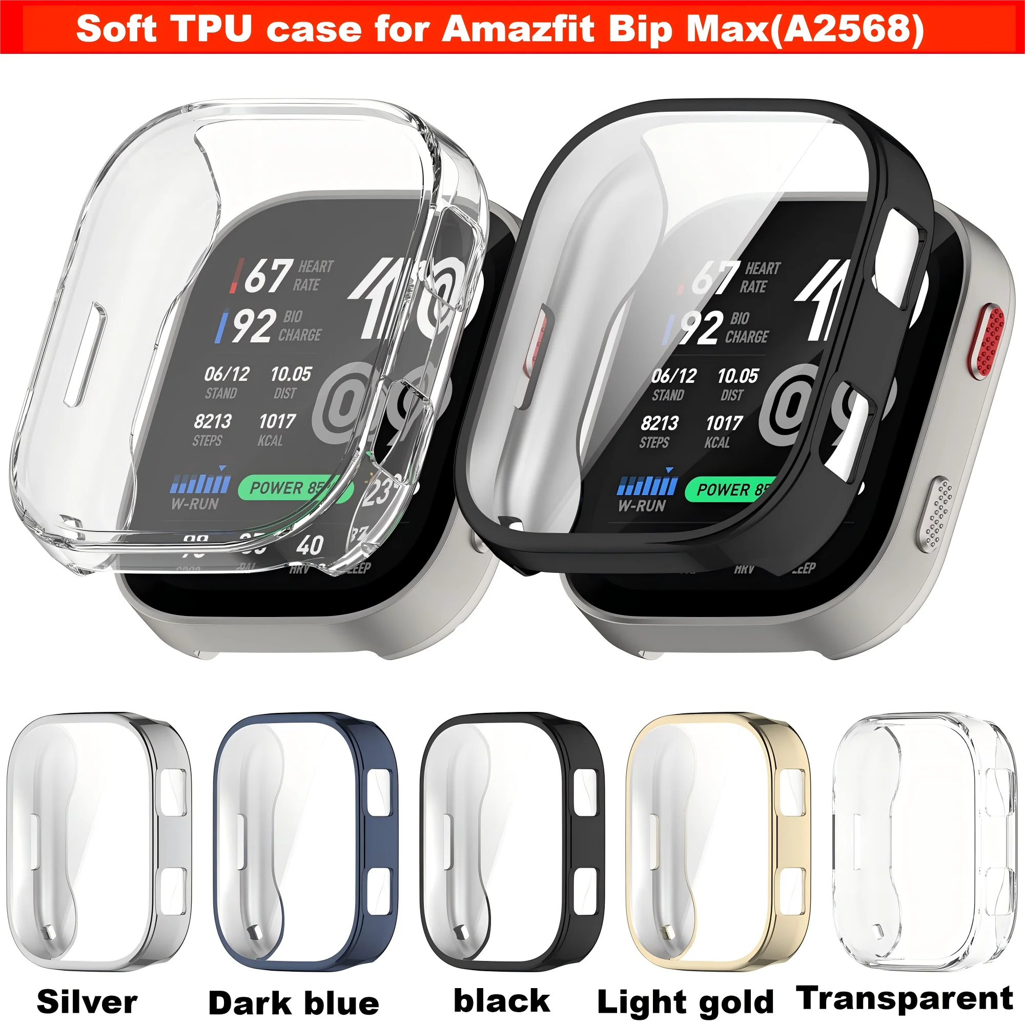 Capa de TPU para relógio inteligente Amazfit Bip Max (A2568), capa protetora macia para Amazfit Bip Max.