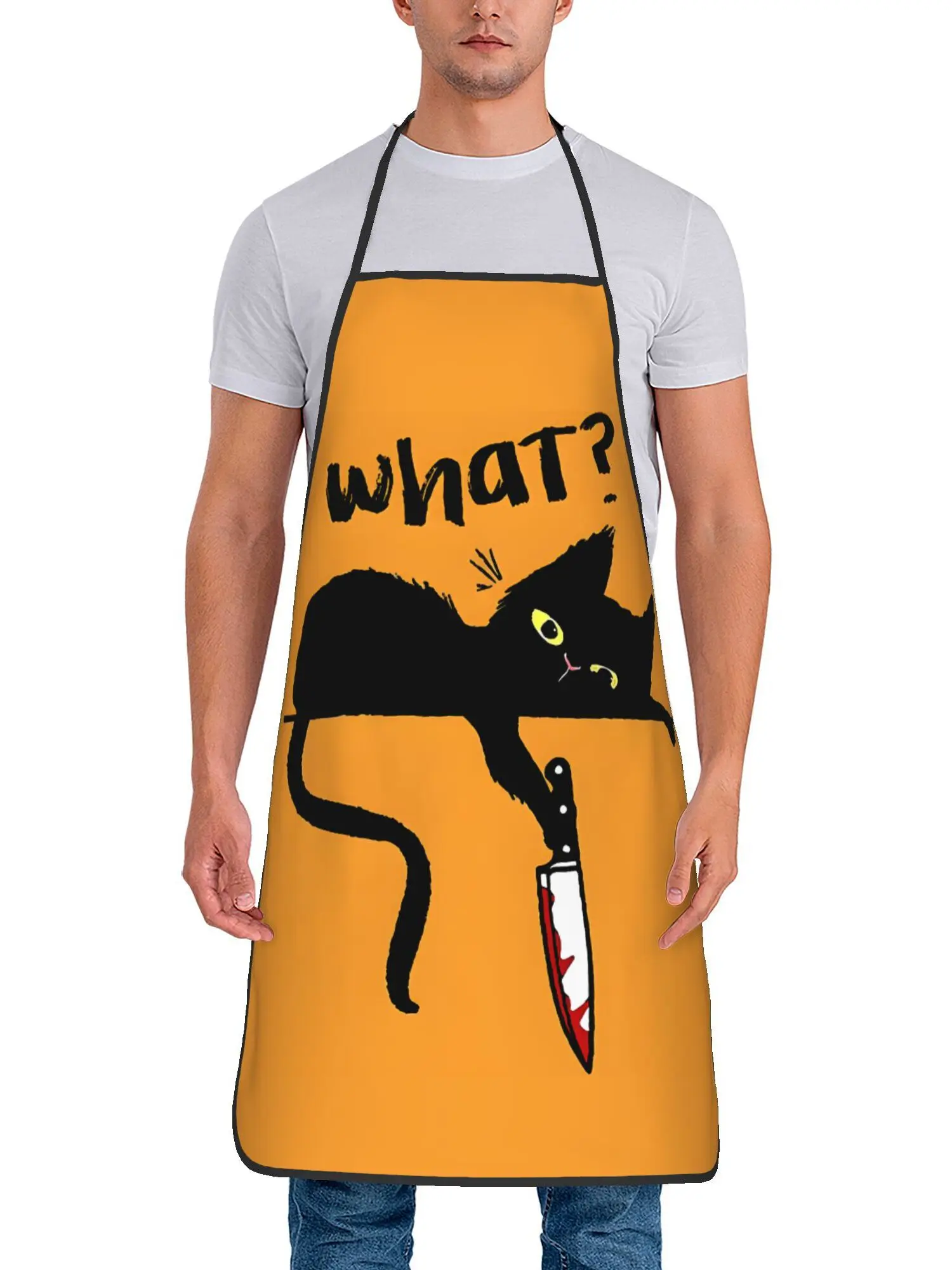 One Piece Black Cat What Vintage Design Apron Suitable For Crafts Baking Painting Chef Waiter Cafe Barbecue Restaurant Apron